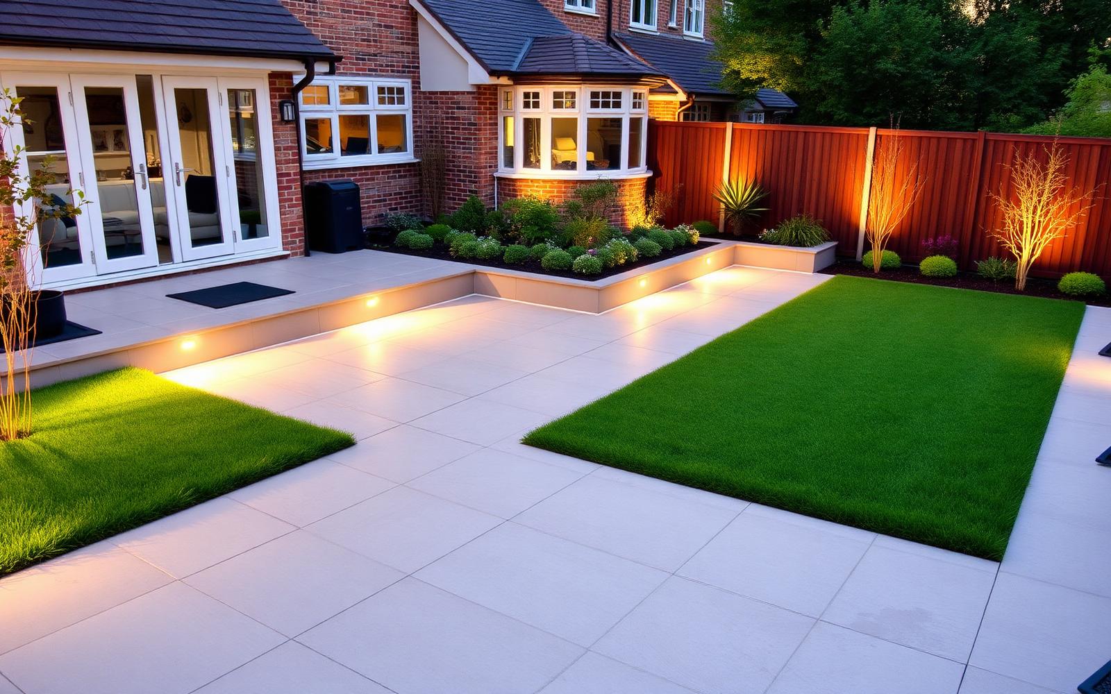 Landscaped patio and lawn